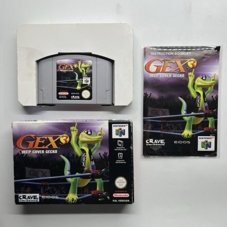 Gex 3 Deep Cover Gecko i original eske til Nintendo 64