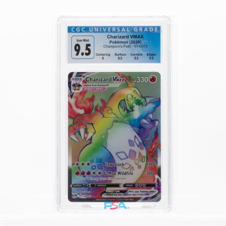Pokemon Champion's Path Charizard Vmax Rainbow 074/073 i CGC 9.5 fra 2020